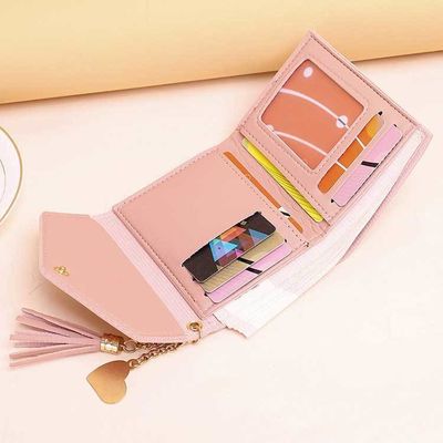 Women's Small Compact Bifold Genuine Leather Pocket Wallet with Id Card Case and Custom Logo
