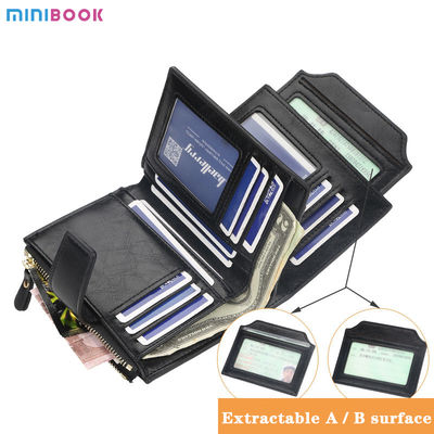 Multifunctional Leather Wallet with Clamshell Closure and Card Storage