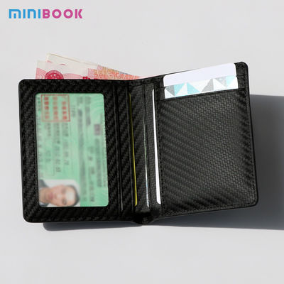 Customized Minibook Men's Wallets with Genuine Leather and Carbon Fiber Material
