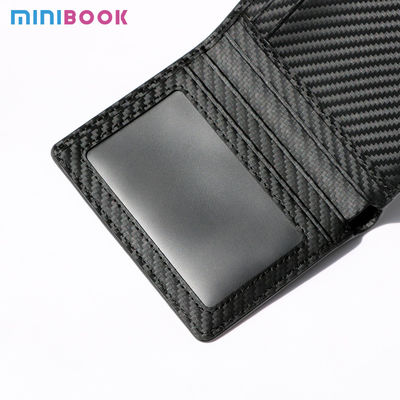 Customized Minibook Men's Wallets with Genuine Leather and Carbon Fiber Material
