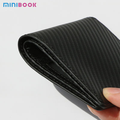 Customized Minibook Men's Wallets with Genuine Leather and Carbon Fiber Material