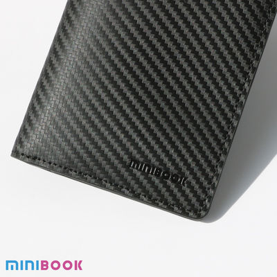 Customized Minibook Men's Wallets with Genuine Leather and Carbon Fiber Material