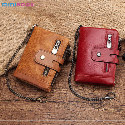 100% Genuine Leather Male Purses With Zip Coin Customize Logo Men Wallet And Card Holder