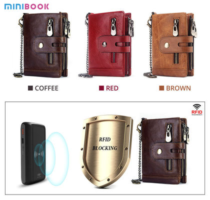 100% Genuine Leather Male Purses With Zip Coin Customize Logo Men Wallet And Card Holder