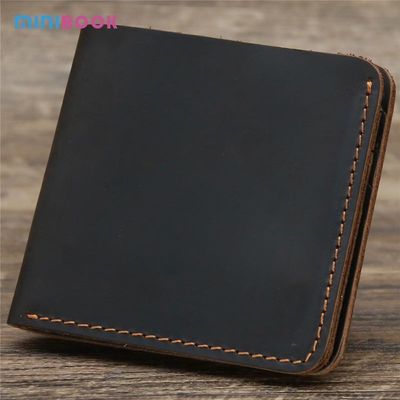 GENUINE LEATHER Vintage Style Card Holder Clip Wallet with Multi Function Minibook