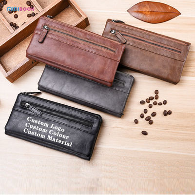 Minibook Long Wallet for Men and Women 19*9.5*3cm Genuine Leather Mobile Phone Purse