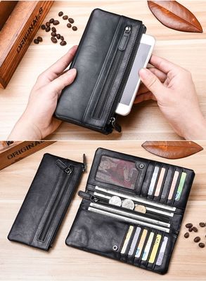 Minibook Long Wallet for Men and Women 19*9.5*3cm Genuine Leather Mobile Phone Purse