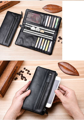 Minibook Long Wallet for Men and Women 19*9.5*3cm Genuine Leather Mobile Phone Purse
