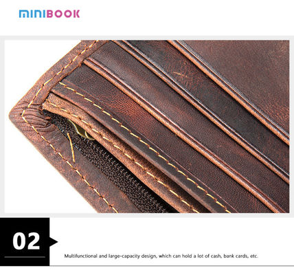 Custom Logo Men's Genuine Leather Wallet Short Wallet with Multifunction and Card Holder