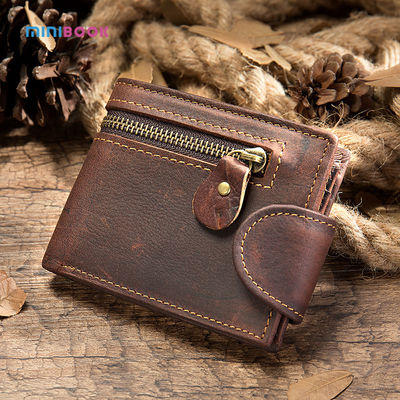 Custom Logo Men's Genuine Leather Wallet Short Wallet with Multifunction and Card Holder