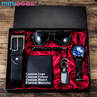 Unisex Minibook Fashion Creative Gift Set Sunglasses Key Chains Belt Watch Wallet Pen