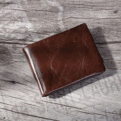 Men's Genuine Leather Trifold RFID Blocking Zipper Coin Card Purse with Fashion Style
