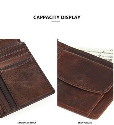 Top Grain Real Leather Vintage Designer Slim Laser Engraving RFID Men's Leather Wallet