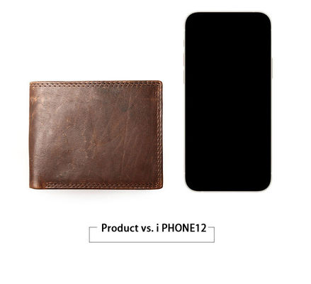 Top Grain Real Leather Vintage Designer Slim Laser Engraving RFID Men's Leather Wallet