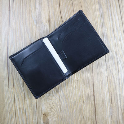 Gender-Neutral Custom Logo Front Pocket Wallet Rfid Blocking Thin Full Grain Leather