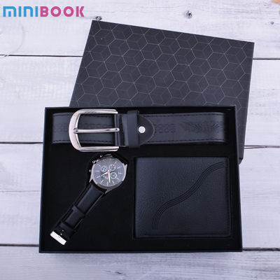 Daily Life Minibook Men's Gift Suit with Creative Combination of Watch Wallet and Belt