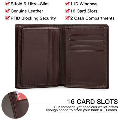 Vintage Men's Business Card Holder Wallet with Open Closure and No Decoration