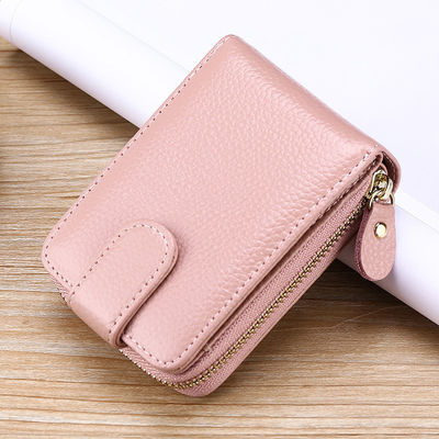 Custom Logo Avaliable Pebble Leather RFID Blocking Card Case for Men and Women