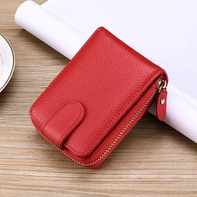Custom Logo Avaliable Pebble Leather RFID Blocking Card Case for Men and Women