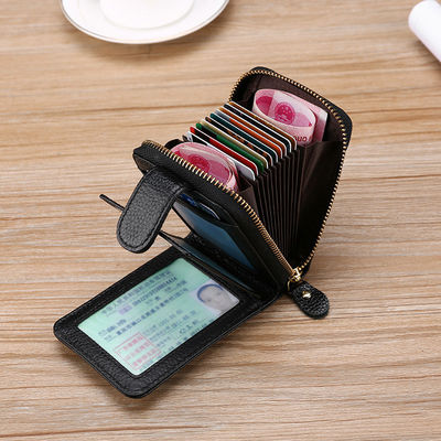 Custom Logo Avaliable Pebble Leather RFID Blocking Card Case for Men and Women