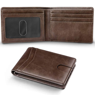 Men's Crazy Horse Leather Multi-card Bank Card Holder with Zipper and RFID Protection