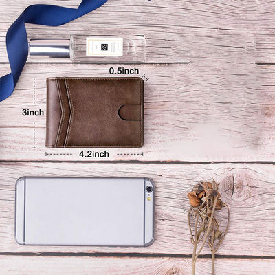 Men's Crazy Horse Leather Multi-card Bank Card Holder with Zipper and RFID Protection