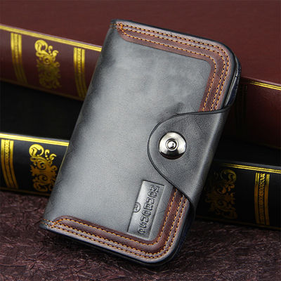Large Capacity Men's Multi Function Wallet with Magnetic Buckle and Waterproof Design