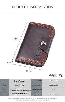 Large Capacity Men's Multi Function Wallet with Magnetic Buckle and Waterproof Design