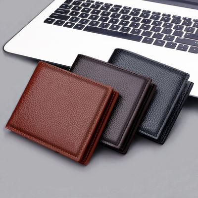 Driver's License Card Holder Fashion Short Pebble Leather Wallet for Men Horizontal