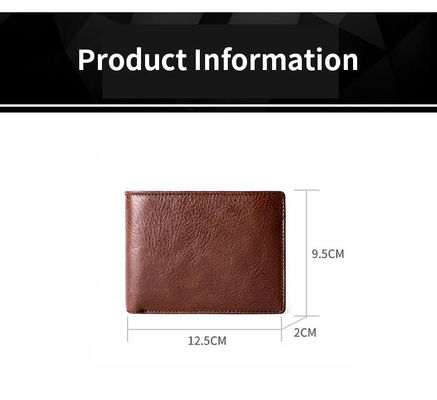 Customized Men's Slim Genuine Leather Wallet Rfid Holder Purse with Open Closure Type
