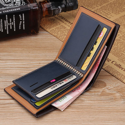 Anti-Scratch Function PU Leather Men's Short Wallet with Passport Holder and Coin Purse
