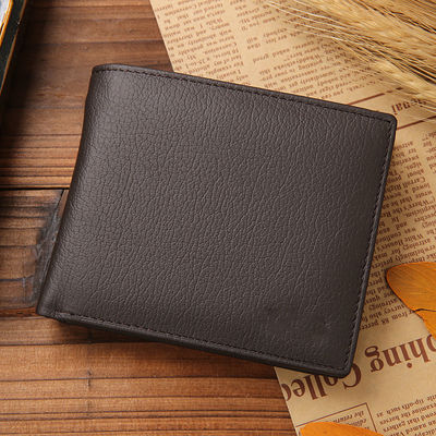 Men's Short Credit Card Holder Coin Purse Three Fold Zipper Pu Palmprint Leather Wallet