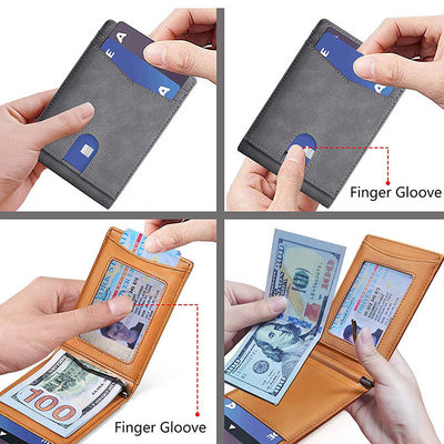 Custom 9 Slots RFID Blocking Carbon Fiber Leather Money Slip Wallet Fashionable Style