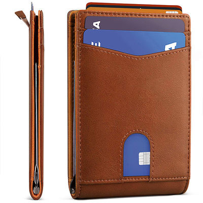 Custom 9 Slots RFID Blocking Carbon Fiber Leather Money Slip Wallet Fashionable Style