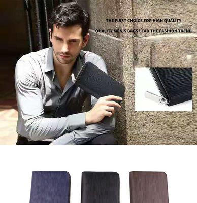 Wave Pattern Leather Women Purse Zipper Large Capacity Long Genuine Leather Men Wallet