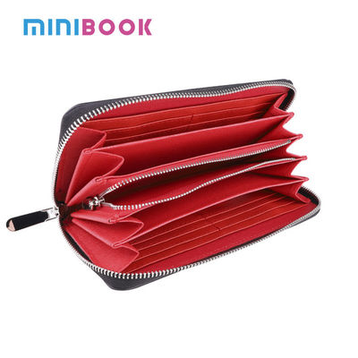 Wave Pattern Leather Women Purse Zipper Large Capacity Long Genuine Leather Men Wallet