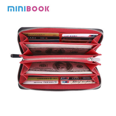 Wave Pattern Leather Women Purse Zipper Large Capacity Long Genuine Leather Men Wallet