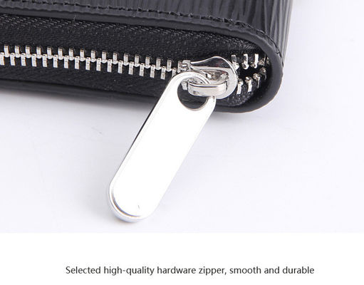 Wave Pattern Leather Women Purse Zipper Large Capacity Long Genuine Leather Men Wallet
