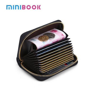 GENUINE LEATHER Accordion Card Wallet for Men Short Front Pocket Organ Card Holder