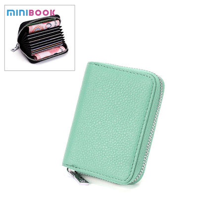 Custom Logo Avaliable Female Change Wallet with Anti-theft Zipper in Genuine Leather