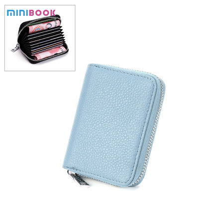 Custom Logo Avaliable Female Change Wallet with Anti-theft Zipper in Genuine Leather