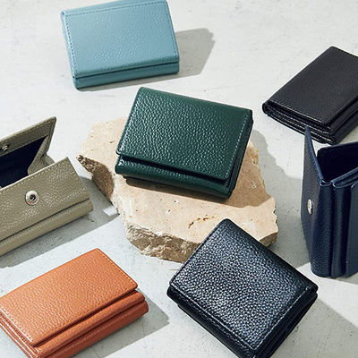 Genuine Leather Lychee Grain Card Holder Coin Purse For Women Black Mini Folding Wallet