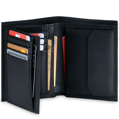 Low MOQ Mix Models Men's Brown Genuine Leather Card Holder with Coin Compartment