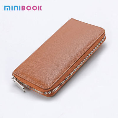 Availiable Genuine Pebble Leather Coin Purses Custom Long Zipper Wallet for Men Women