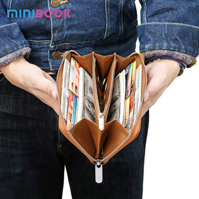 Availiable Genuine Pebble Leather Coin Purses Custom Long Zipper Wallet for Men Women
