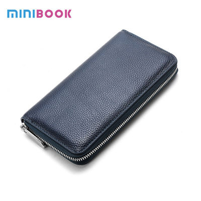 Availiable Genuine Pebble Leather Coin Purses Custom Long Zipper Wallet for Men Women