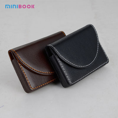 Custom Logo Minibook Vegan Leather Cards Case Wallet Waterproof Zipper Hasp Closure