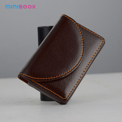 Custom Logo Minibook Vegan Leather Cards Case Wallet Waterproof Zipper Hasp Closure