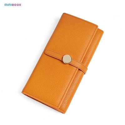 Minibook Genuine Leather Ladies Long Wallet with Custom Logo Zipper and Card Holder