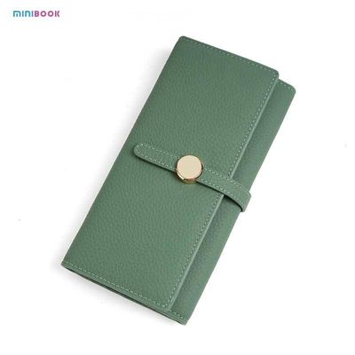 Minibook Genuine Leather Ladies Long Wallet with Custom Logo Zipper and Card Holder